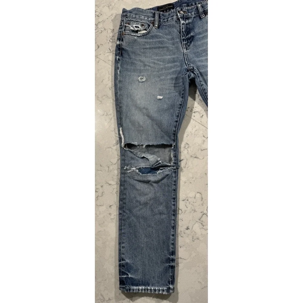 J.Crew Broken In Boyfriend Jeans Womens 28 Distressed Slim Straight Blue B0718
